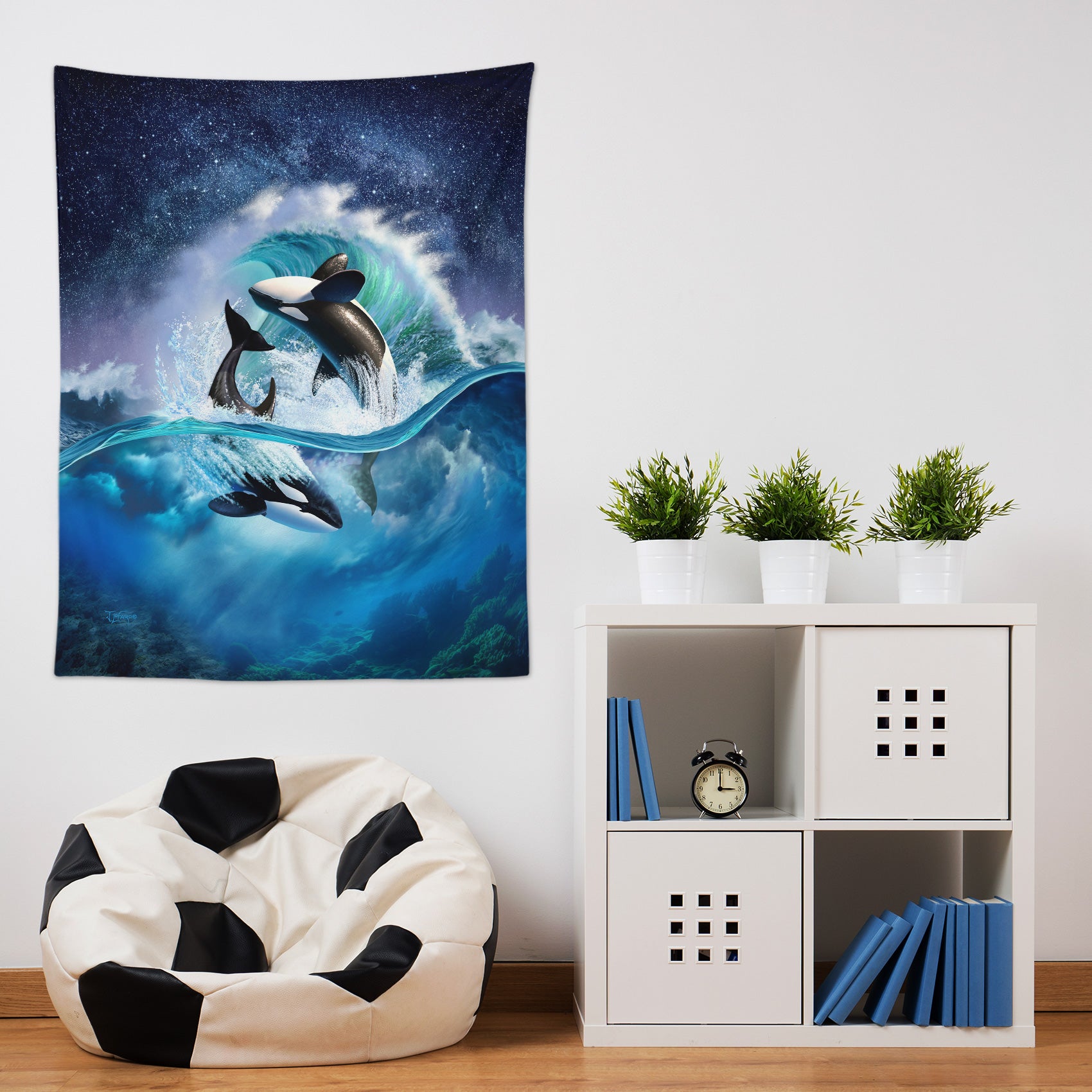 3D Waves Killer Whale 111154 Jerry LoFaro Tapestry Hanging Cloth Hang