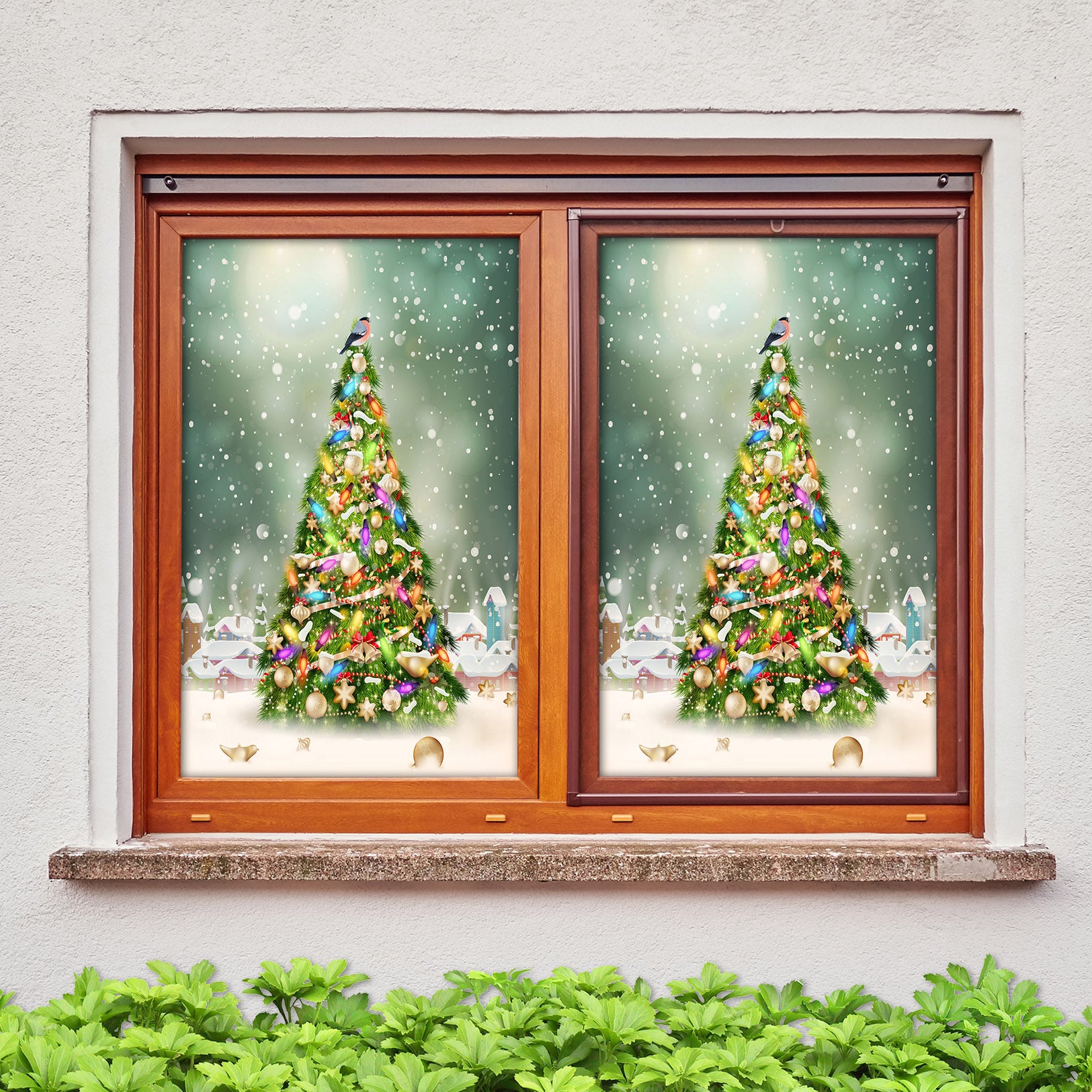 3D Christmas Tree 31020 Christmas Window Film Print Sticker Cling Stained Glass Xmas