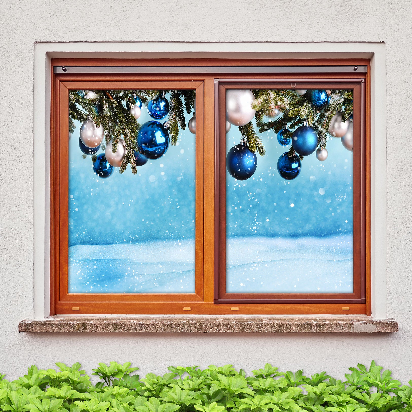 3D Blue White Ball 31066 Christmas Window Film Print Sticker Cling Stained Glass Xmas