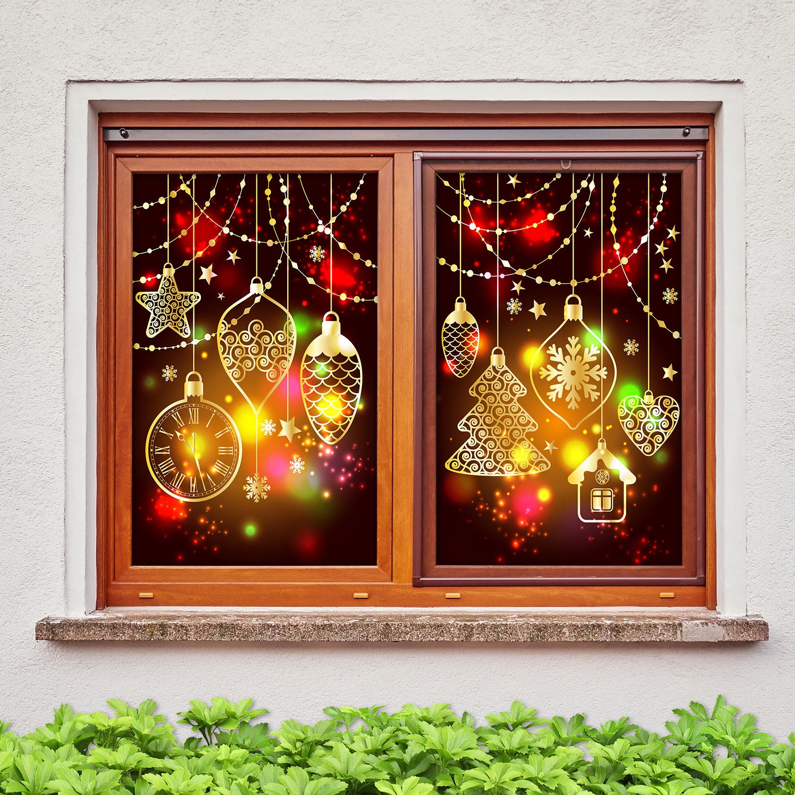 3D String Lights 31031 Christmas Window Film Print Sticker Cling Stained Glass Xmas