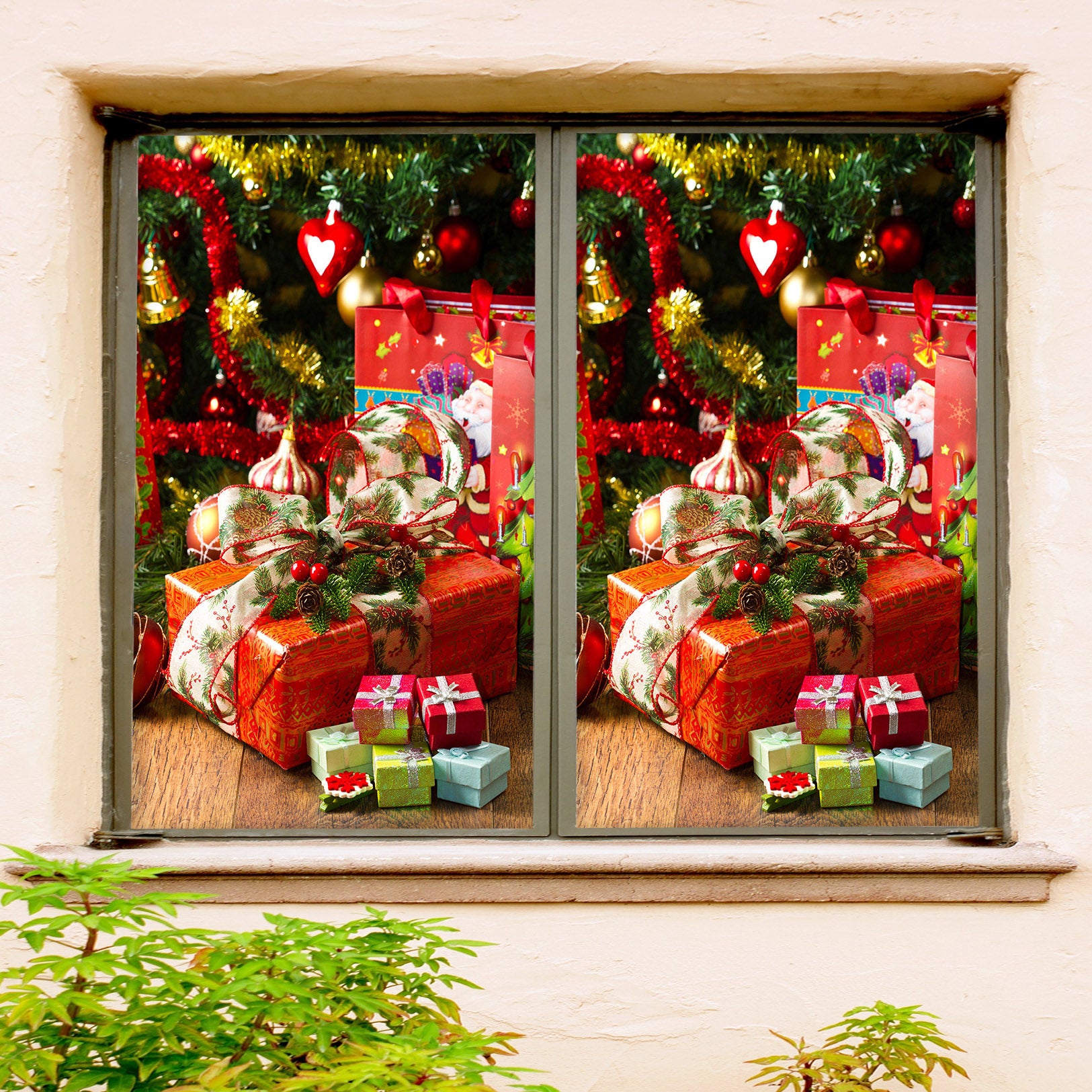 3D Christmas Gift 30010 Christmas Window Film Print Sticker Cling Stained Glass Xmas