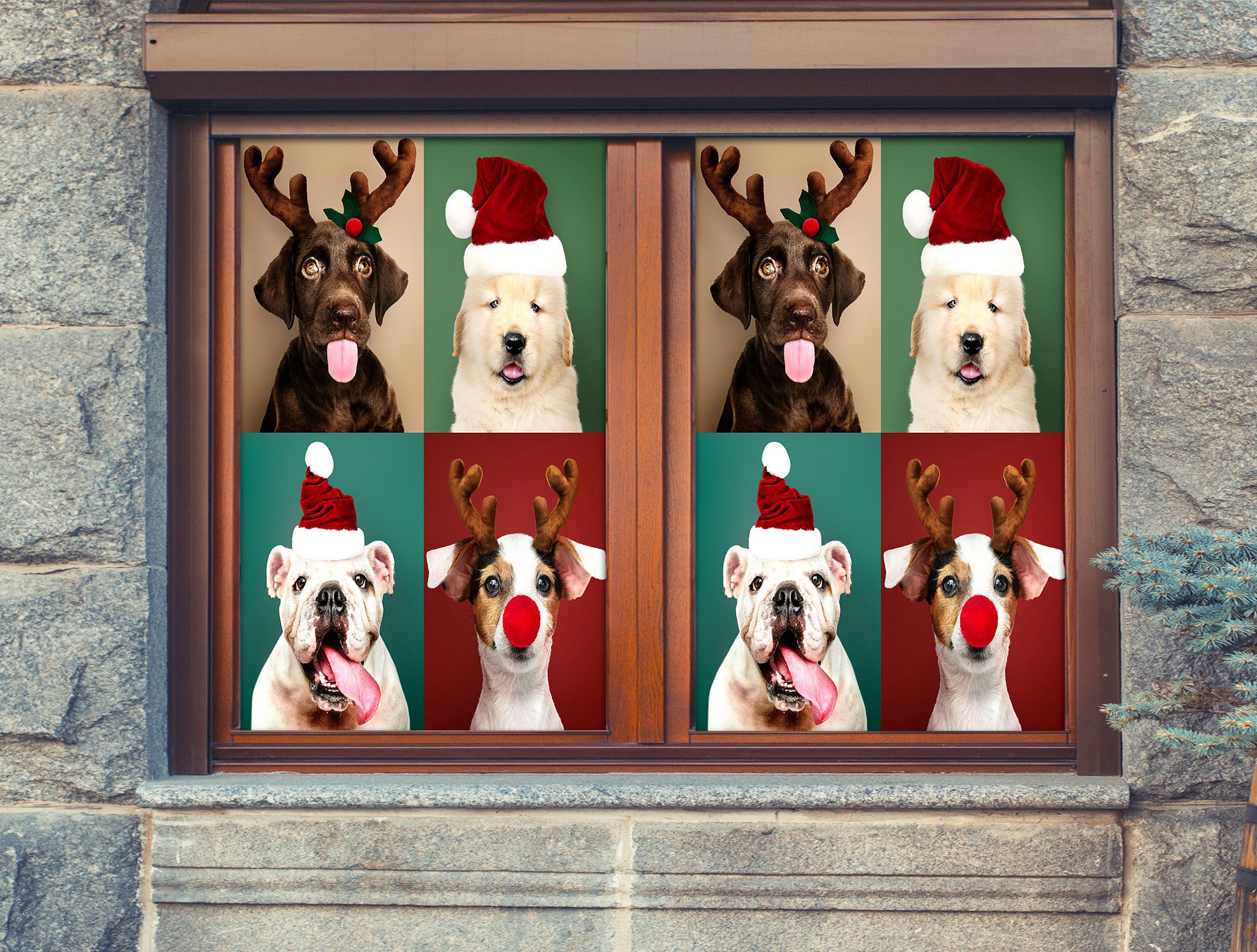 3D Christmas Dog Costume 30137 Christmas Window Film Print Sticker Cling Stained Glass Xmas