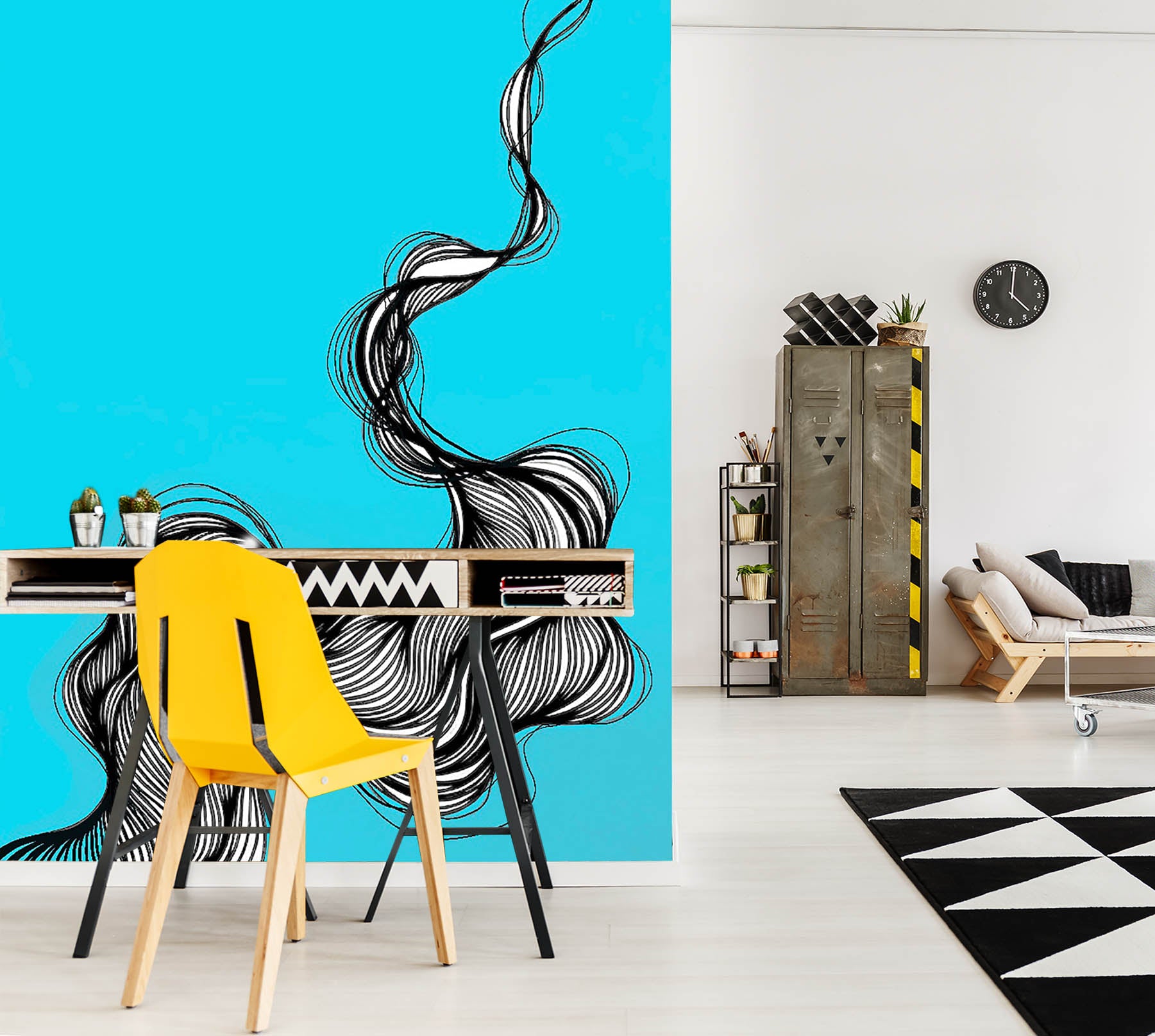 3D Black Lines 1281 Jacqueline Reynoso Wall Mural Wall Murals