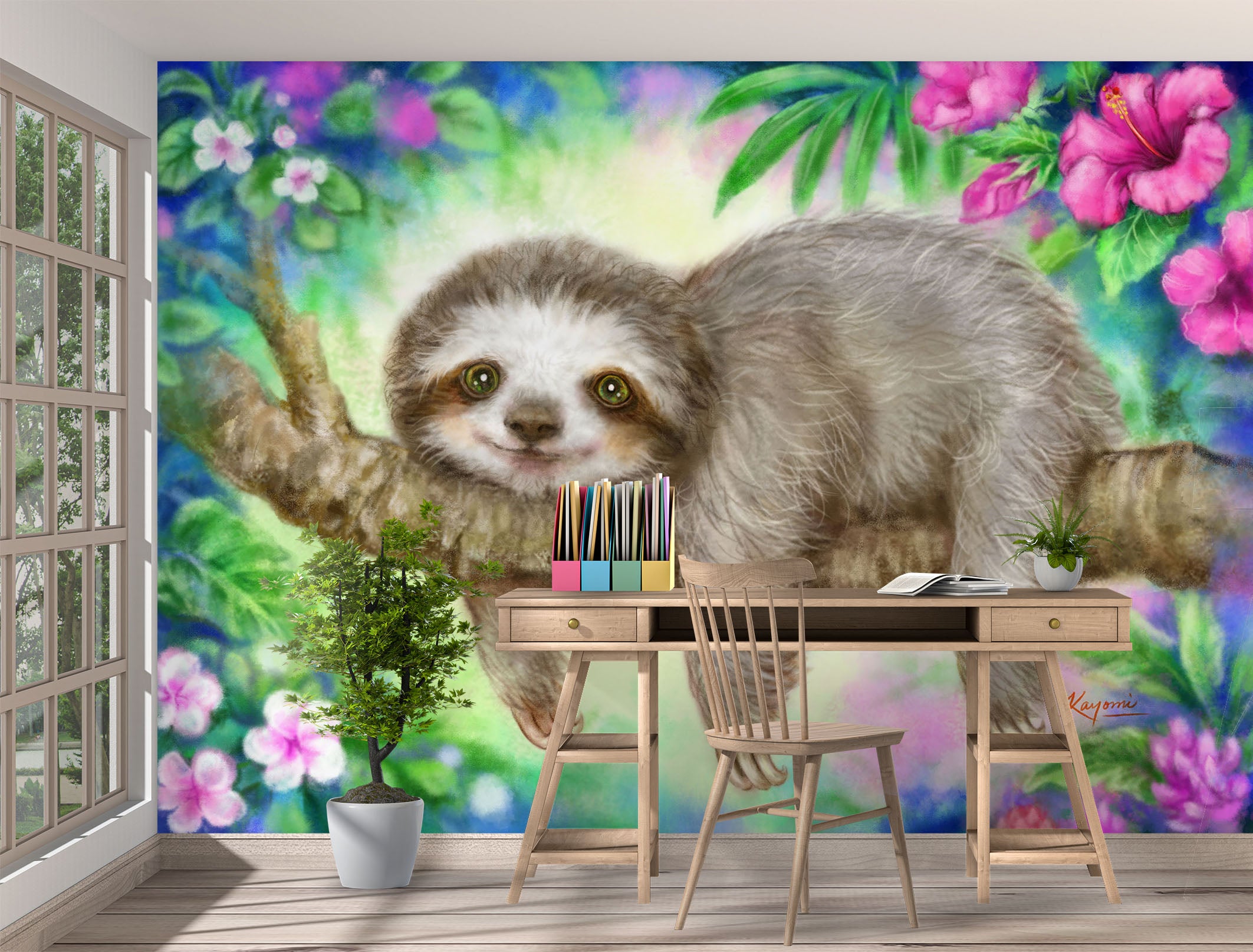 3D Cartoon Sloth 5550 Kayomi Harai Wall Mural Wall Murals