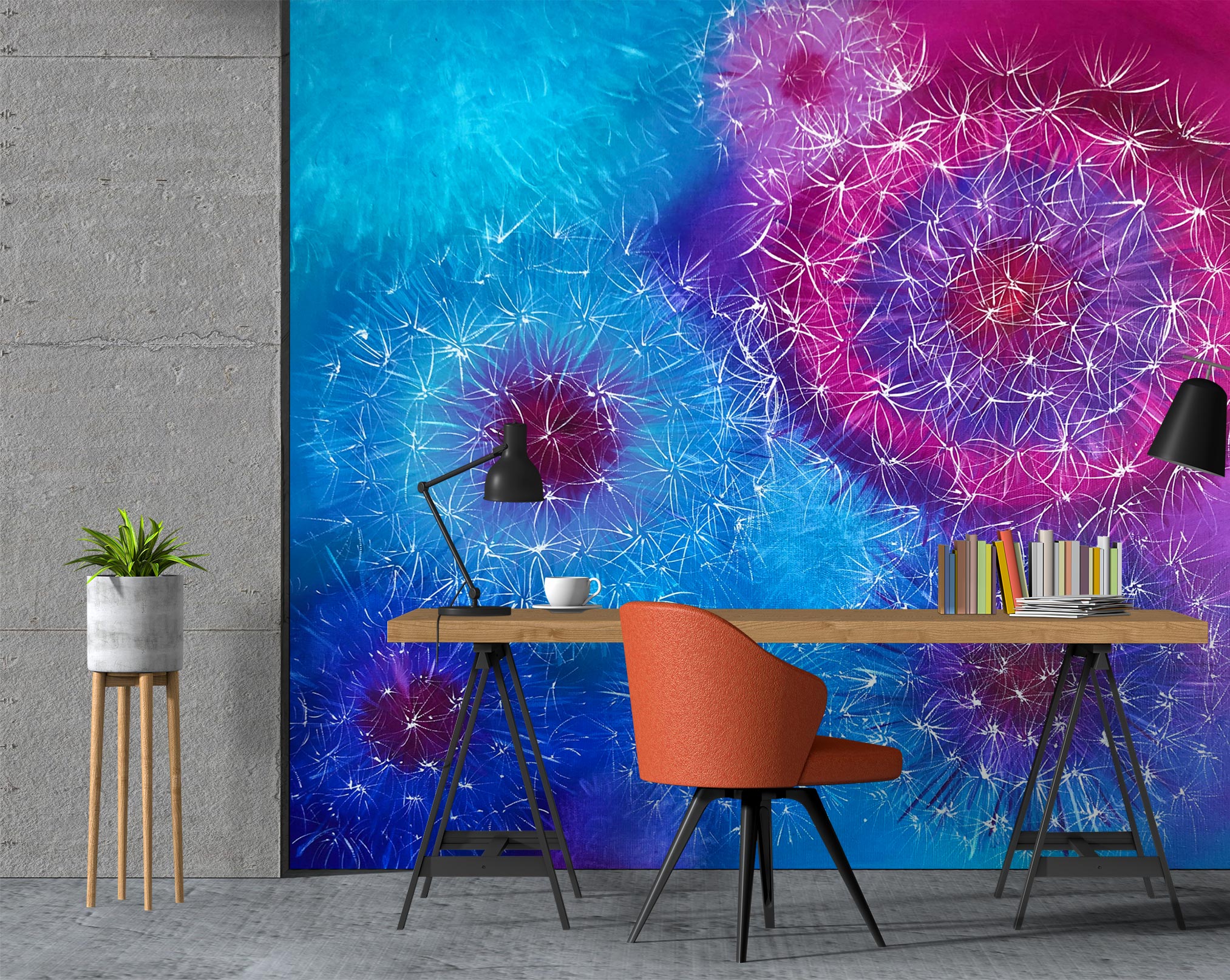 3D Purple Dandelion 122 Skromova Marina Wall Mural Wall Murals