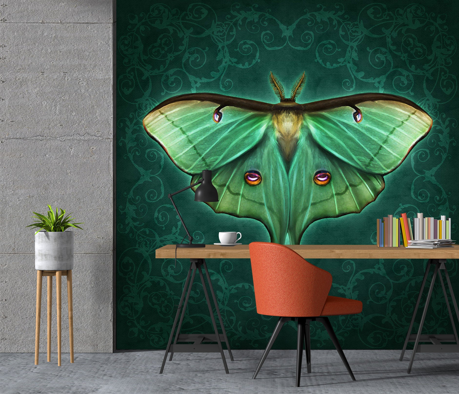 3D Green Moth 8755 Brigid Ashwood Wall Mural Wall Murals