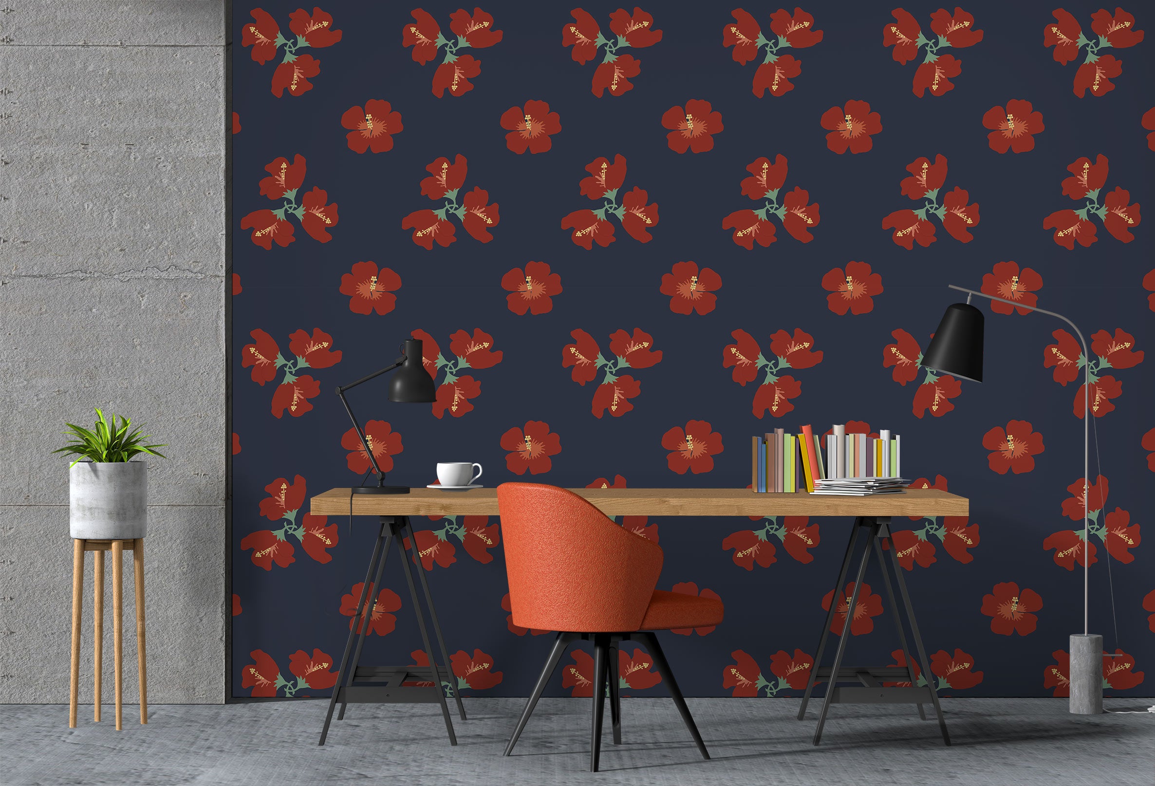 3D Red Flowers Pattern 98134 Kasumi Loffler Wall Mural Wall Murals