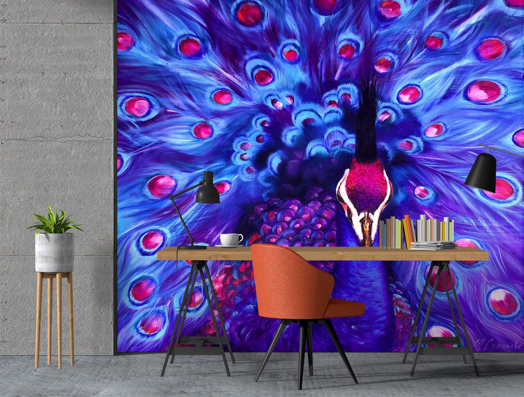 3D Purple Peacock 141 Skromova Marina Wall Mural Wall Murals