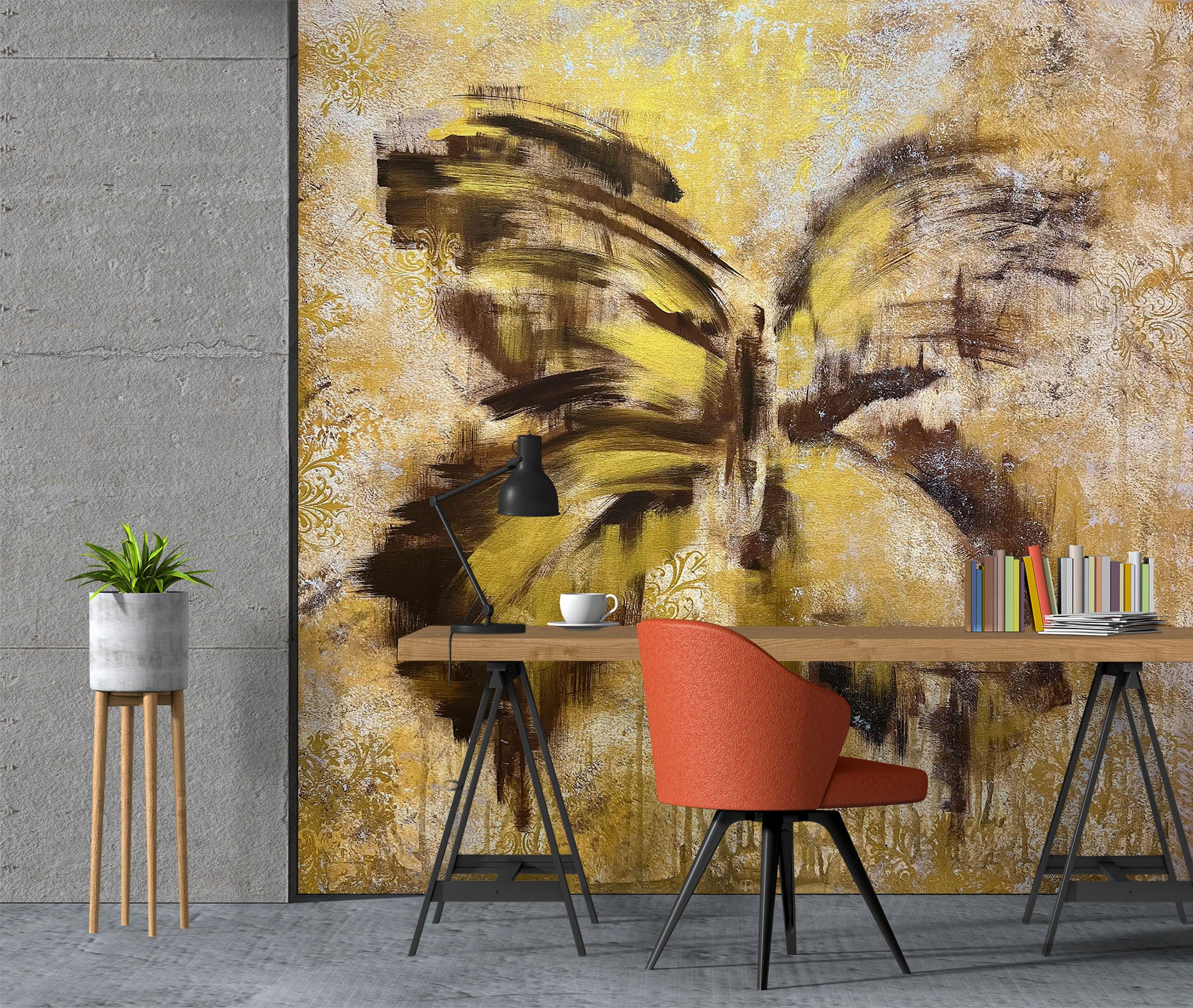 3D Painted Yellow Butterfly 3111 Skromova Marina Wall Mural Wall Murals