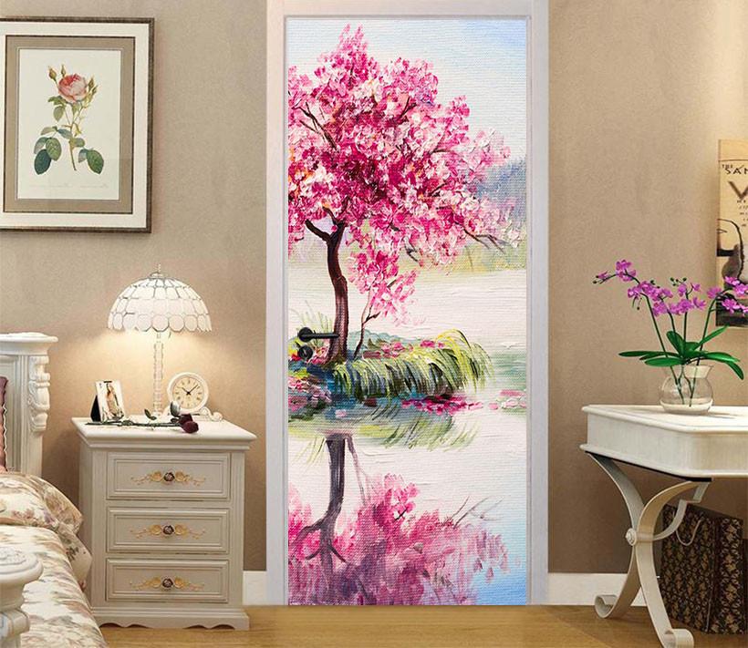 3D water in the tree lake water painting door mural Wallpaper AJ Wallpaper 